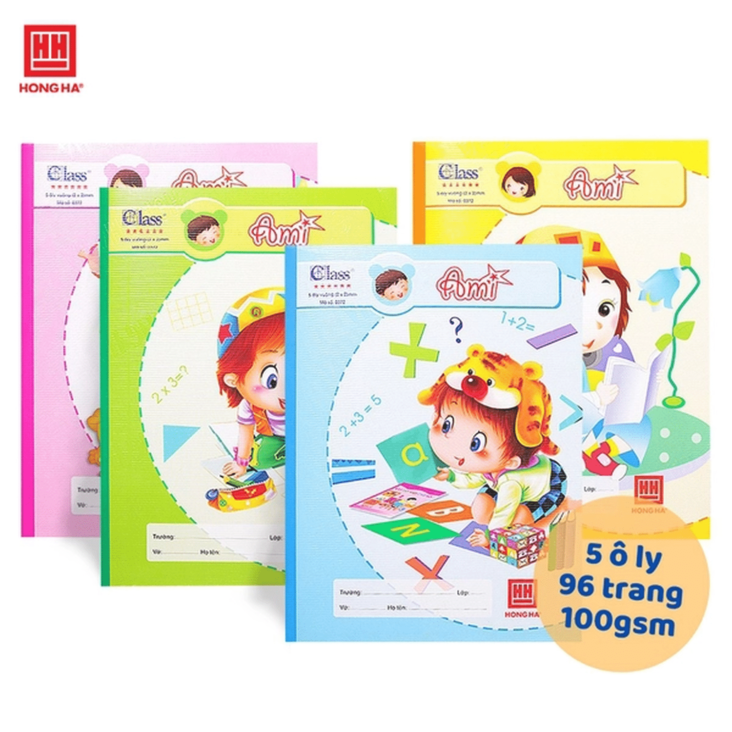 Hình ảnh sản phẩm Vở 5 ô ly 96 trang Hồng Hà Class Ami Giấy, 100 Gsm - Vở 5 ô ly 96 trang Hồng Hà Class Ami